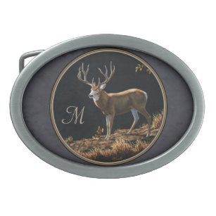 Mule Deer Buck Charcoal Gray Monogram Gesp