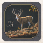 Mule Deer Buck Charcoal Gray Monogram Kartonnen Onderzetters (Voorkant)