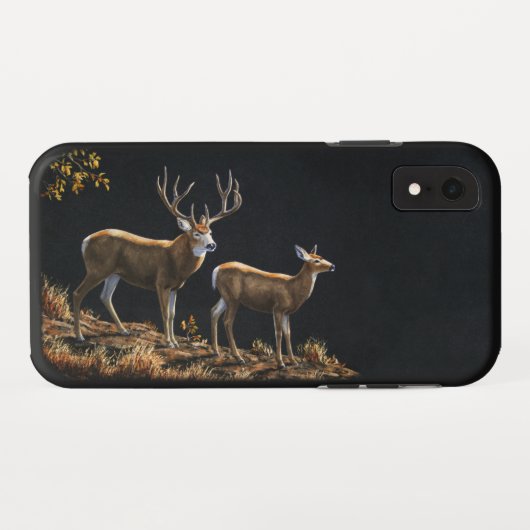 Mule Deer Buck & Doe Case-Mate iPhone Case (Achterkant (horizontaal))