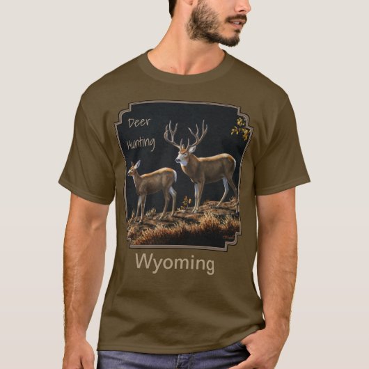 Mule Deer Buck & Doe Hunting Wyoming T-shirt (Voorkant)