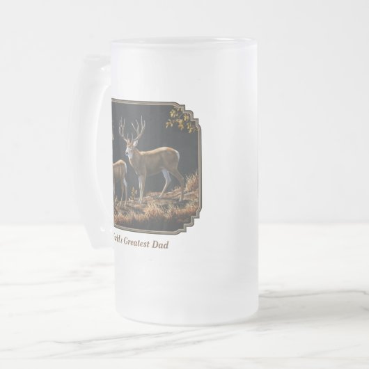 Mule Deer Buck & Doe Monogram Matglas Bierpul (Voorkant links)