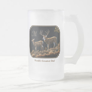Mule Deer Buck & Doe Monogram Matglas Bierpul