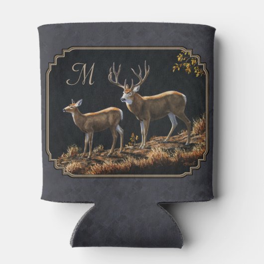 Mule Deer Buck en Doe Grey Custom Blikjeskoeler (Achterkant)