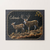 Mule Deer Buck en Doe Grey Custom Legpuzzel (Horizontaal)