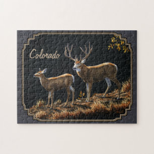 Mule Deer Buck en Doe Grey Custom Legpuzzel