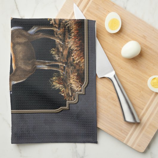 Mule Deer Buck en Doe Grey Custom Theedoek (Quarter Fold)