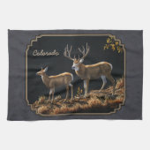 Mule Deer Buck en Doe Grey Custom Theedoek (Horizontaal)