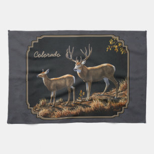 Mule Deer Buck en Doe Grey Custom Theedoek