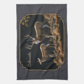 Mule Deer Buck en Doe Grey Custom Theedoek (Verticaal)