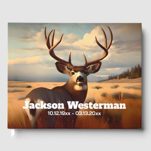Mule Deer Buck op Prairie Memorial Gastenboek (Voorkant)
