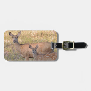 Mule Deer Doe en Fawn Bagagelabel
