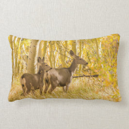 Mule Deer Doe en Fawn in Herfst Meadow Kussen