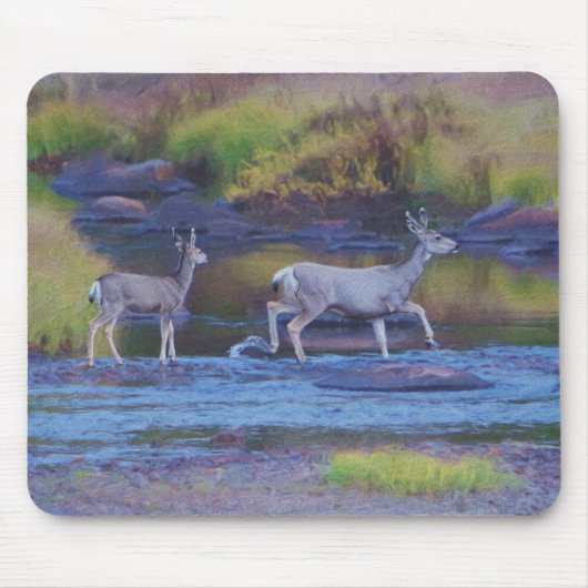Mule Deer Doe en Fawn Muismat (Voorkant)