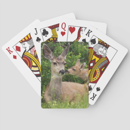 Mule Deer Doe met Fawn 2 Speelkaarten (Achterkant)