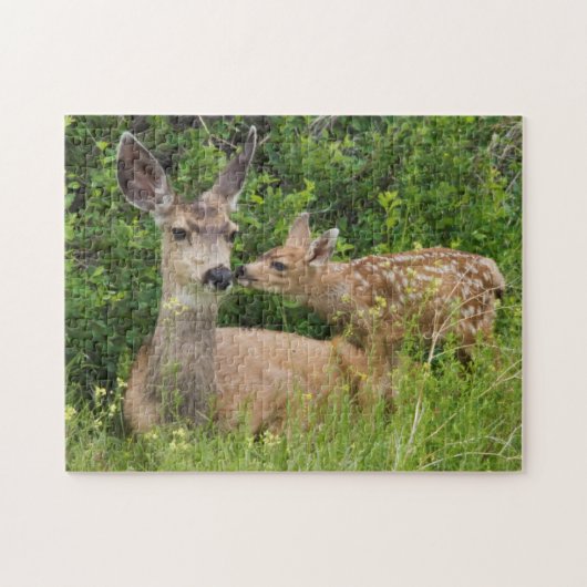 Mule Deer Doe met Fawn Legpuzzel (Horizontaal)