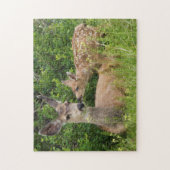 Mule Deer Doe met Fawn Legpuzzel (Verticaal)