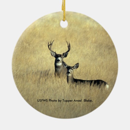 Mule Deer Keramisch Ornament (Achterkant)