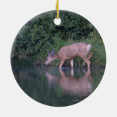 "Mule Deer Making an Early Morning River Crossing" Keramisch Ornament (Achterkant)