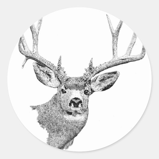 Mule Deer Ronde Sticker (Voorkant)