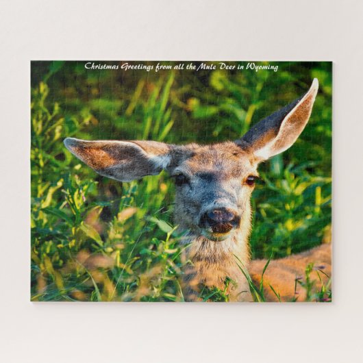 Mule Deer Wyoming ... kerstgroeten Legpuzzel (Horizontaal)