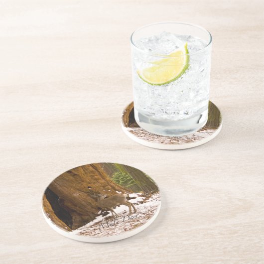 Mule Deer Zandsteen Onderzetter (Zijkant)