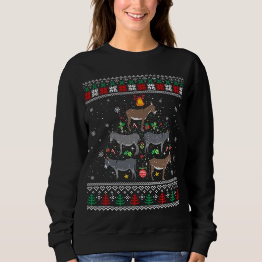 Mule Donkey-kerstsierboom Funny Gift Ugl Trui (Voorkant)