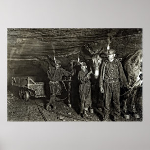 MULE DRIVERS IN COAL MINE 1908 POSTER