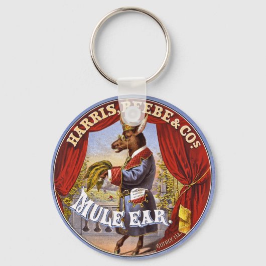 Mule Ear Tobacco ad Vintage 1868 Sleutelhanger (Voorkant)