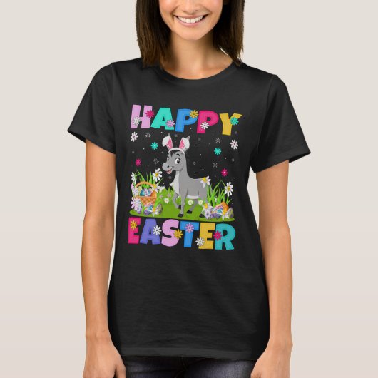 Mule Happy Easter Egg Hunt Bunny Ear Mule Easter T-shirt (Voorkant)