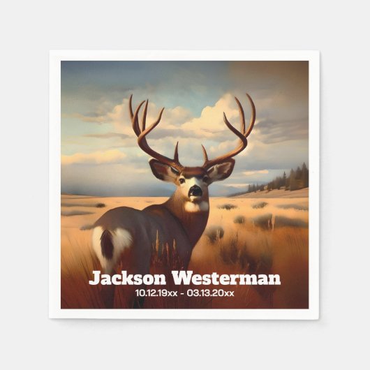 Mule Herten op Prairie Memorial Servet (Voorkant)