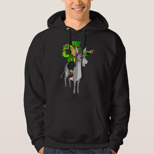 Mule Leprechaun Riding Mule St Patrick's Day Hoodie (Voorkant)