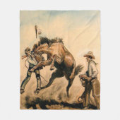 "Mule" Westerne kunst van Will James Fleece Deken (Voorkant)