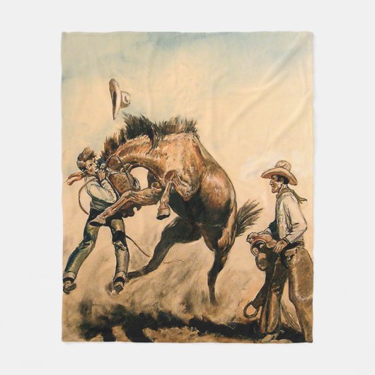“Mule” Westerse kunst van Will James Fleece Deken (Voorkant)
