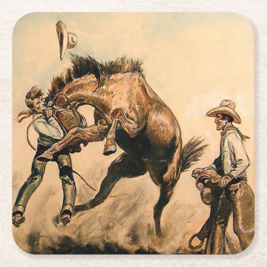 “Mule” Westerse kunst van Will James Kartonnen Onderzetters (Voorkant)
