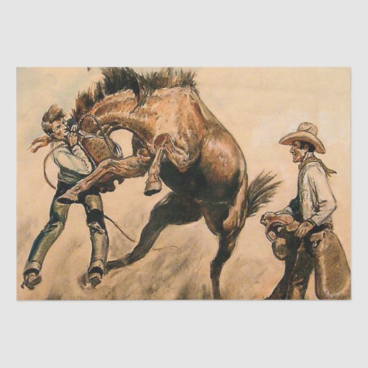 “Mule” Westerse kunst van Will James Tissuepapier (Voorkant)