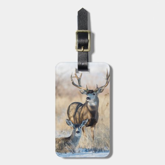 Mulehertenbok en -geit bagagelabel (Voorkant verticaal)