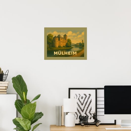 Mülheim Duitsland Stad Kunst Poster (Thuiskantoor)