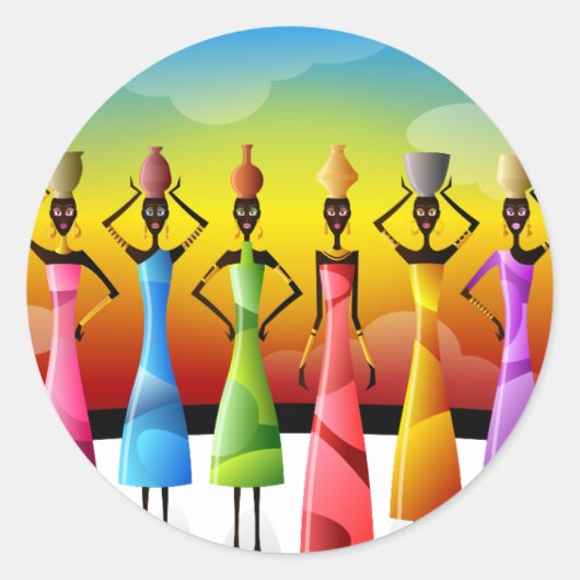 Mulheres Africanas Ronde Sticker (Voorkant)