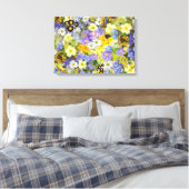 MULITCOLORED FLORAL ACHGROUND PATROON CANVAS AFDRUK (Insitu (Slaapkamer))