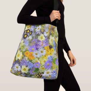MULITCOLORED FLORAL ACHGROUND PATROON CROSSBODY TAS