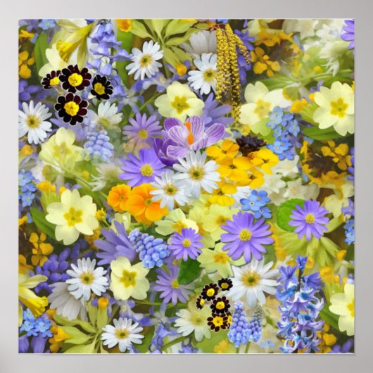 MULITCOLORED FLORAL ACHGROUND PATROON POSTER (Voorkant)