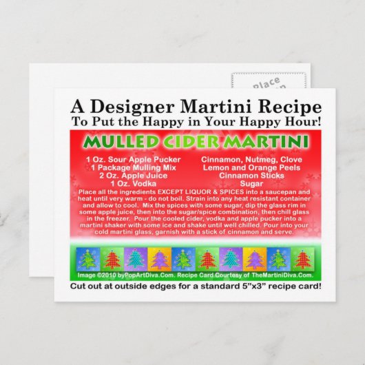Mulled Cider Christmas Martini Recept Briefkaart (Voorkant / Achterkant)