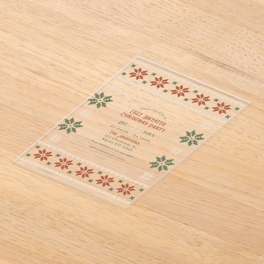 Mulled Spice Ugly Sweater Christmas Party Acryl Uitnodigingen (Laagn)