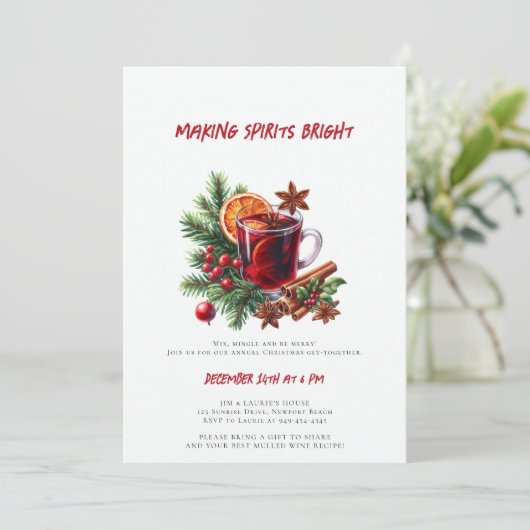 Mulled wijn maken gedistilleerde dranken Bright Ch Kaart (Staand voorkant)