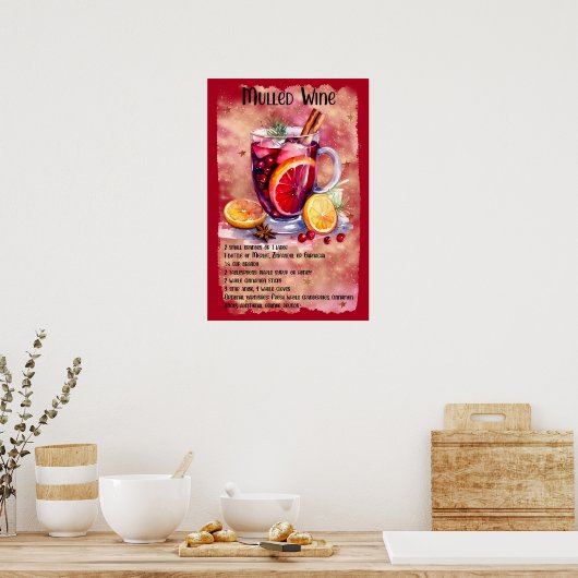 Mulled wijn recept kerstfeest bar poster (Keuken)