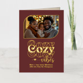 Mulled Wine Cosy Vibes Kerstfoto Folie Feestdagenkaart (Voorkant)