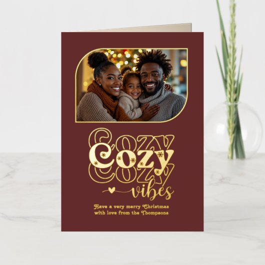 Mulled Wine Cosy Vibes Kerstfoto Folie Feestdagenkaart (Voorkant)