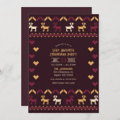 Mulled Wine & Gold Ugly Sweater Christmas Party Kaart (Voorkant / Achterkant)