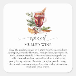 Mulled Wine Recept Kit Kerstmis Vierkante Sticker