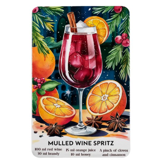 Mulled Wine Spritz Vakantie Cocktail Recept Magneet (Verticaal)